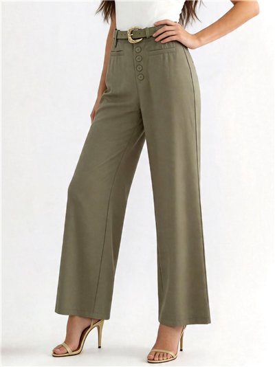 Pantaloni con dettagli a bottoni e cintura