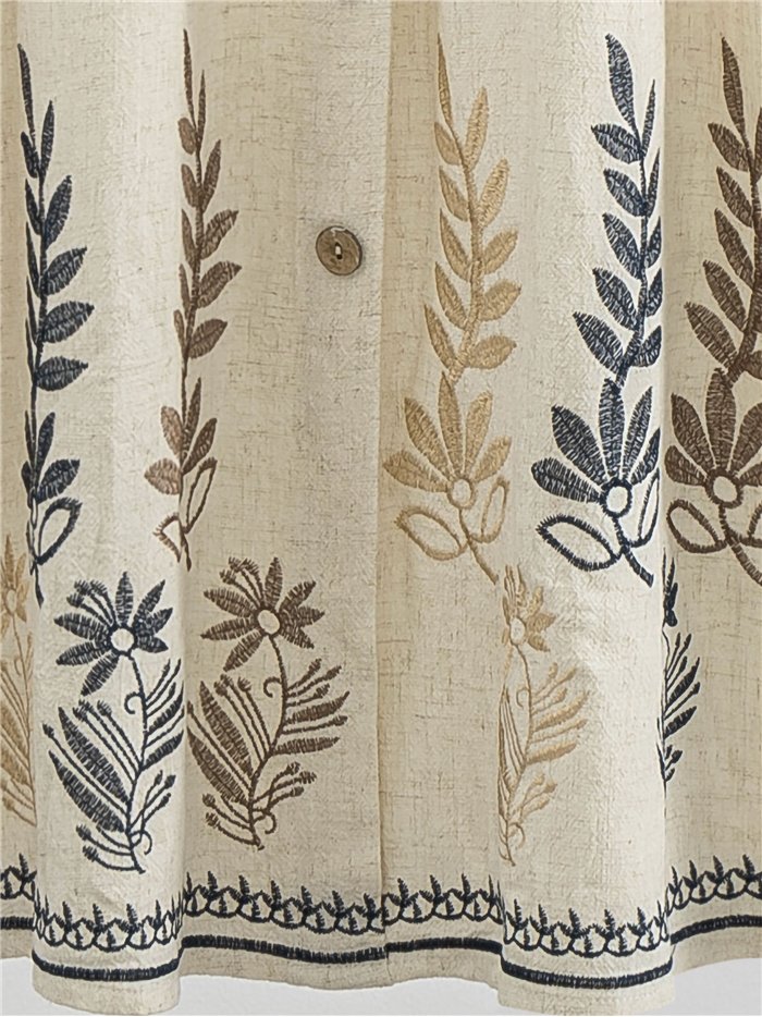 robe midi en lin brodée de fleurs