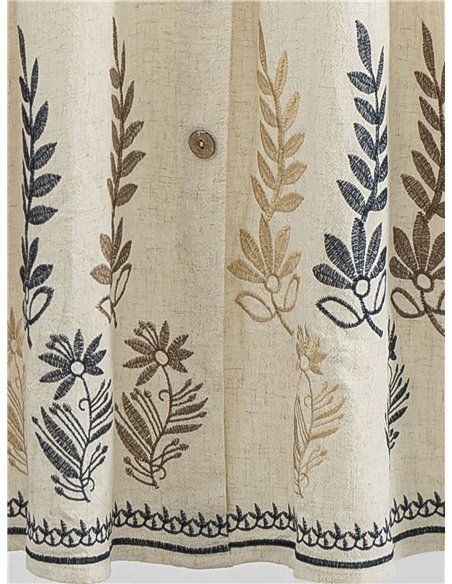 robe midi en lin brodée de fleurs