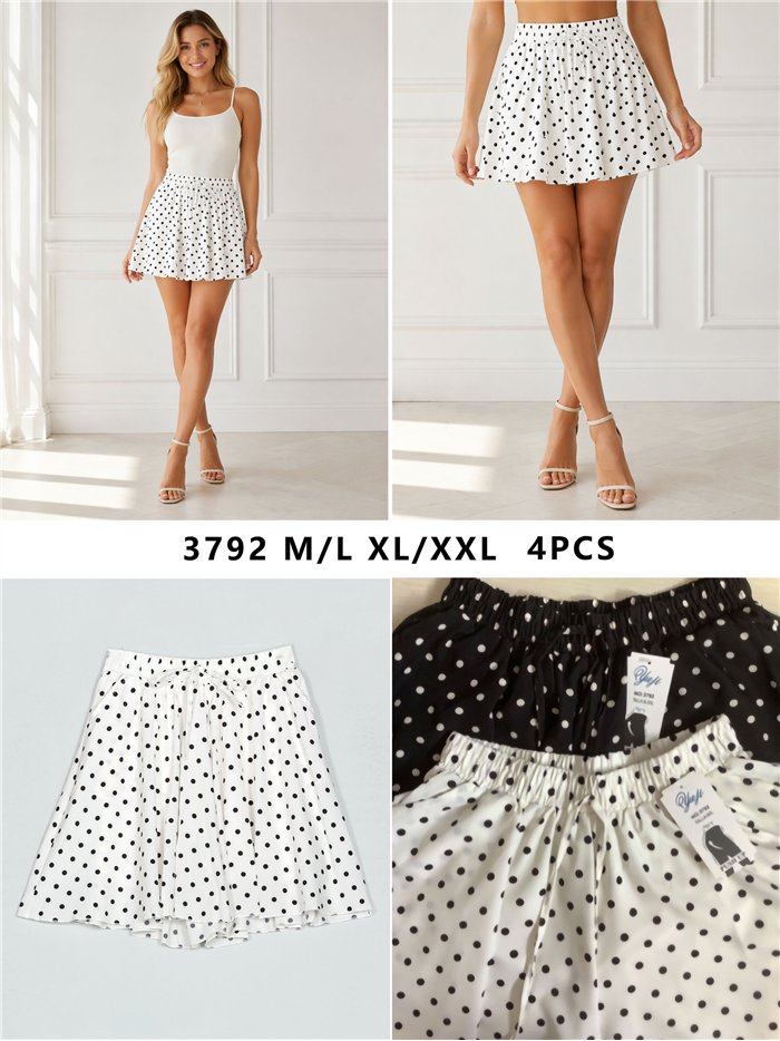saia curta de bolinhas