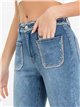 Jeans rectos bordado bolsillos