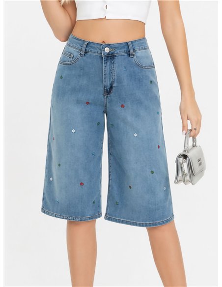 Jeans culotte bordados
