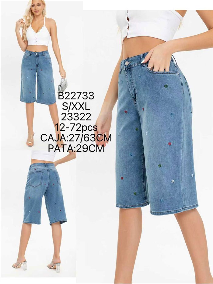 Jeans culotte bordados