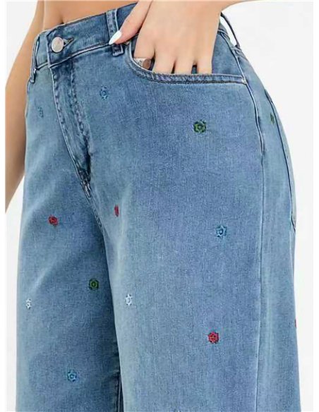Jeans culotte bordados