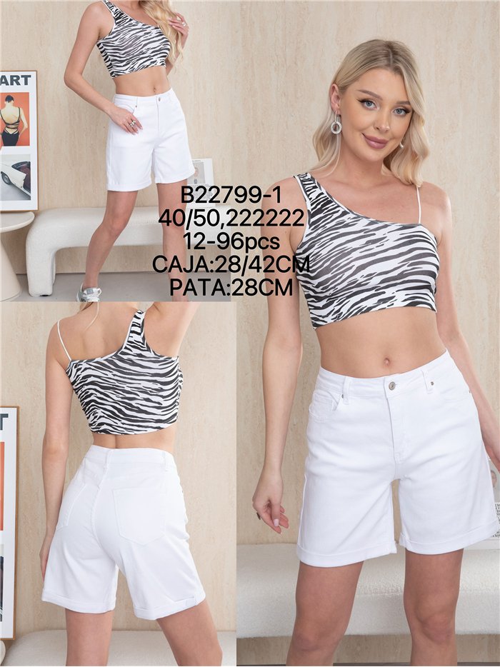 weiße Jeans-Bermudashorts