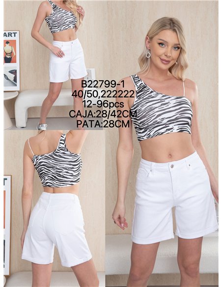 weiße Jeans-Bermudashorts