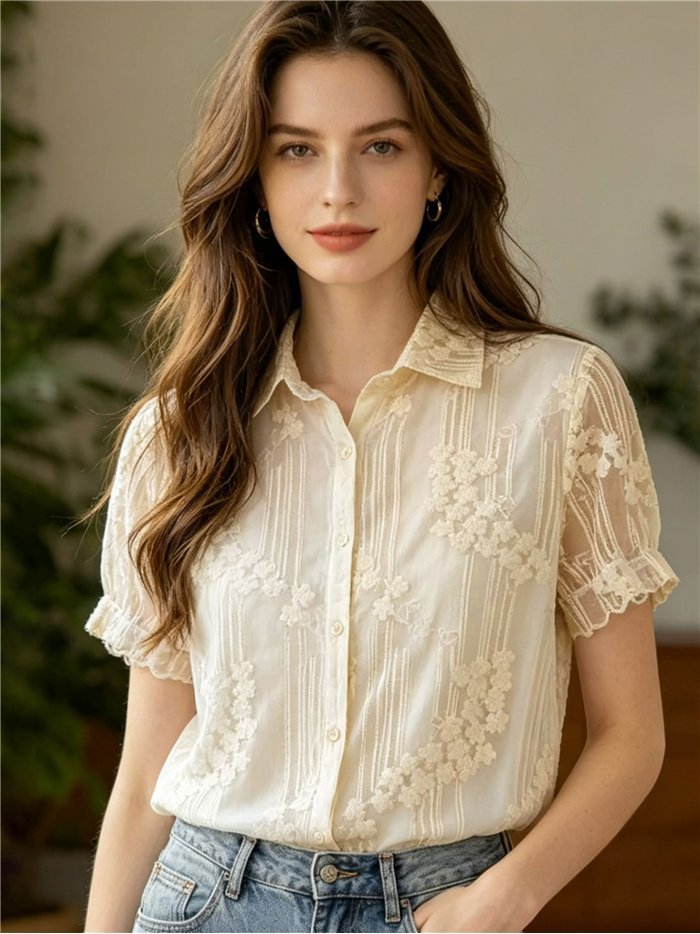 Camicia in pizzo floreale