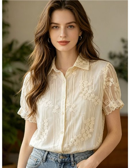 Camicia in pizzo floreale