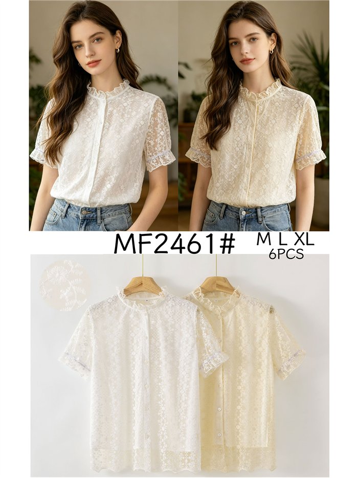 Camicetta in pizzo con scollo a balze