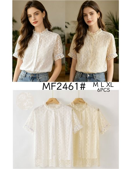 Camicetta in pizzo con scollo a balze