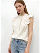 Sleeveless embroidered blouse with ruffles