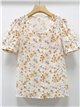 Blusa floral mostaza manga abullonada