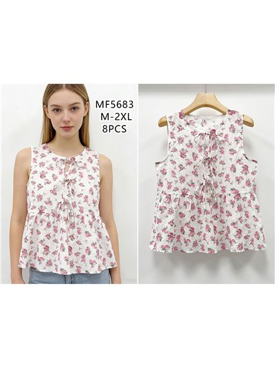 Top floreale senza maniche con laccetti 2