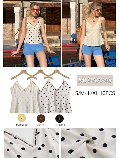 haut en dentelle de lin à pois 2