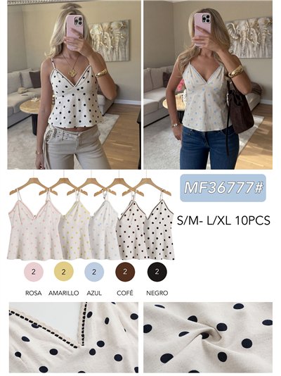 haut en dentelle de lin à pois 2