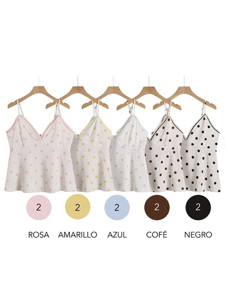 haut en dentelle de lin à pois