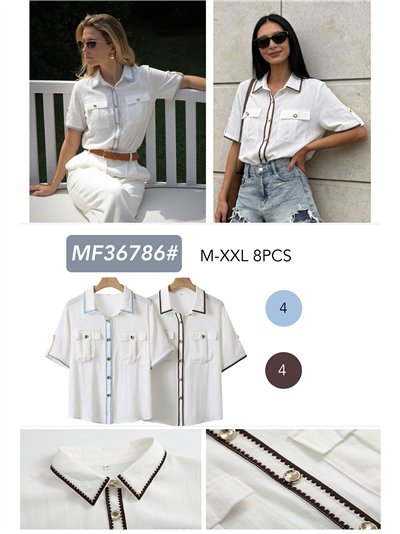 Linen shirt with contrast trim 2