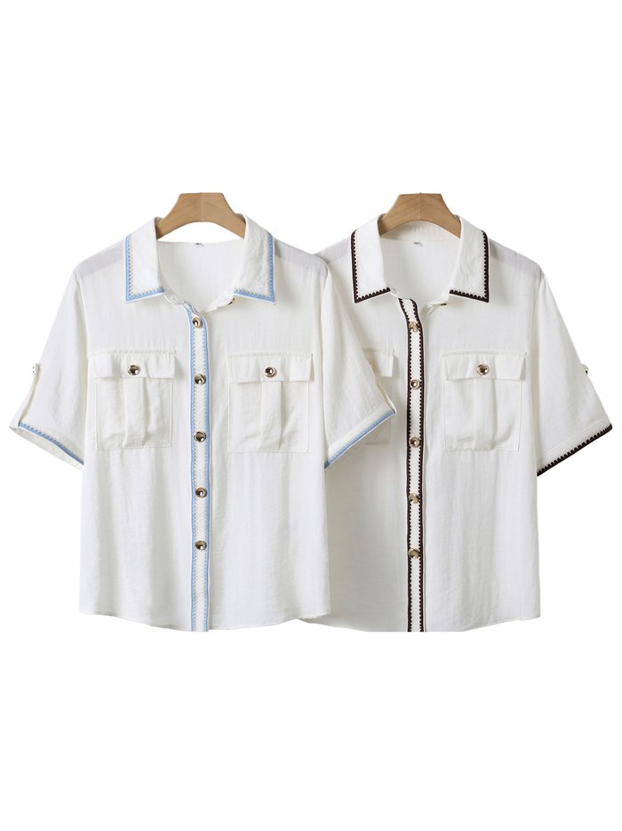 Linen shirt with contrast trim