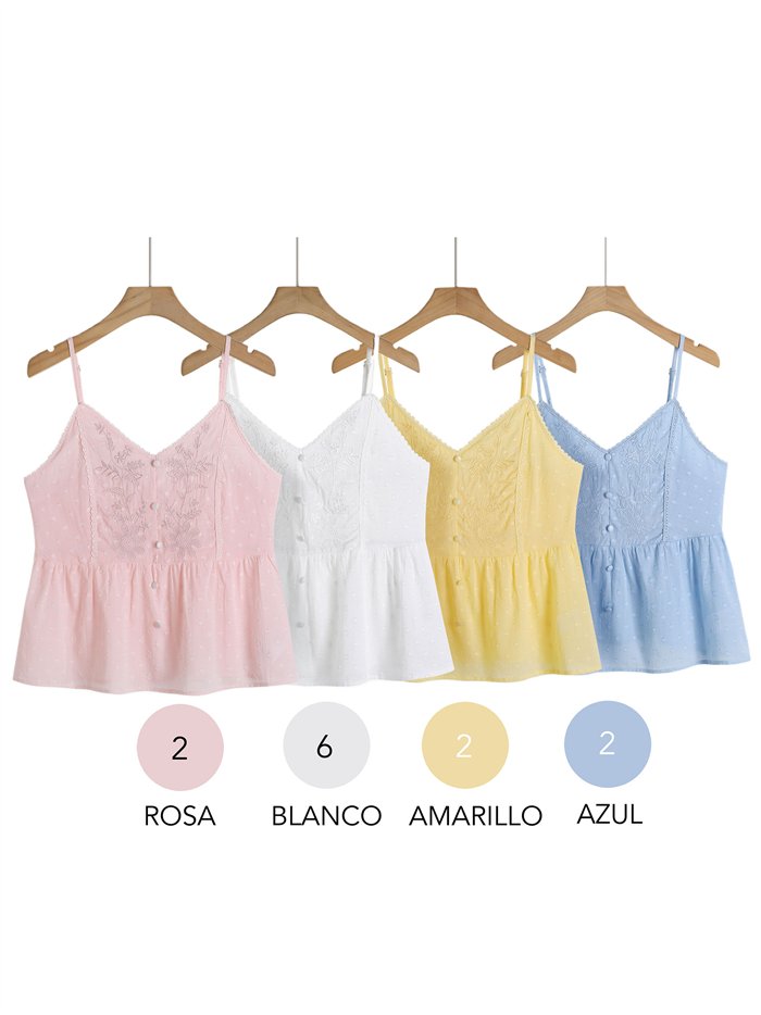 Top de renda plumetti floral bordada