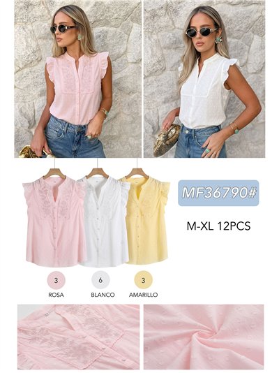 Chemisier brodé à plumes et volants 2