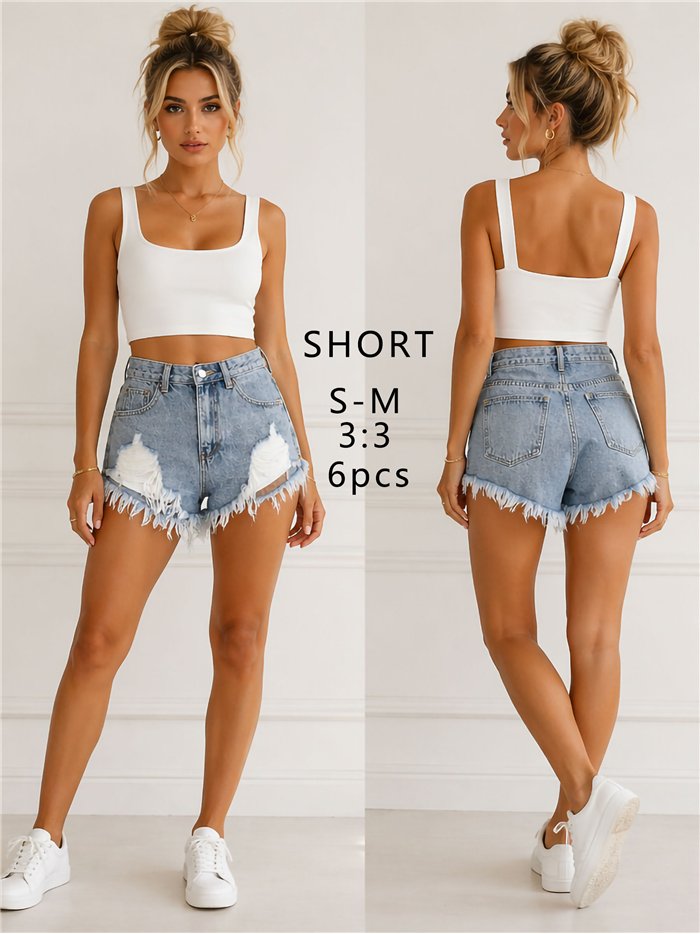 Short denim rotos