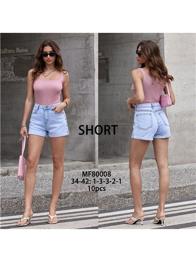 Side stud denim shorts 2