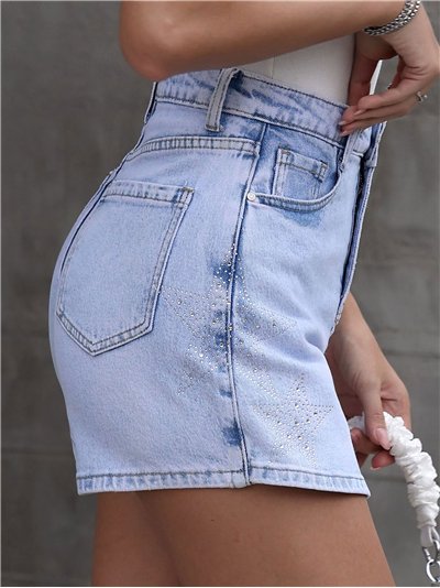 Falda pantalón vaquera estrella strass