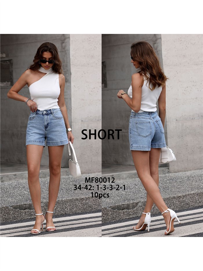 Studded denim shorts