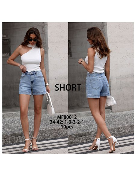 Studded denim shorts