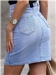 Jupe en jean à mini-poches et écussons étoiles cloutés