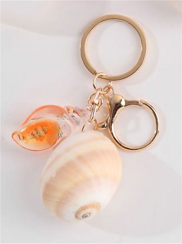 Portachiavi nautico con conchiglia effetto naturale e cristallo