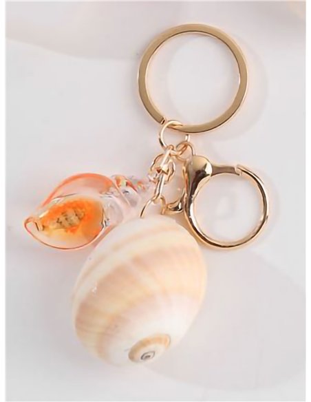 Portachiavi nautico con conchiglia effetto naturale e cristallo