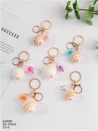 Llavero marino con caracola efecto natural y cristal 2