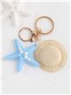 Porte-clés chapeau de plage avec étoile de mer