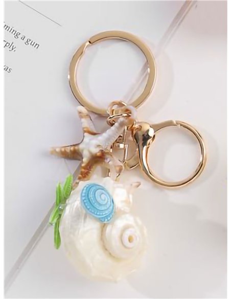 Llavero concha marina efecto natural con estrella y pez