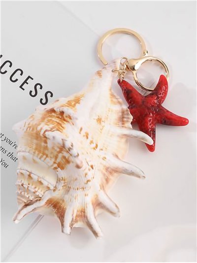 Portachiavi grande a forma di conchiglia con effetto naturale e stella