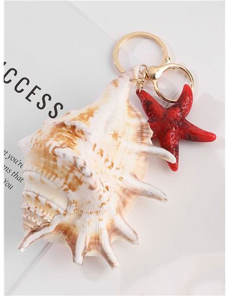Portachiavi grande a forma di conchiglia con effetto naturale e stella