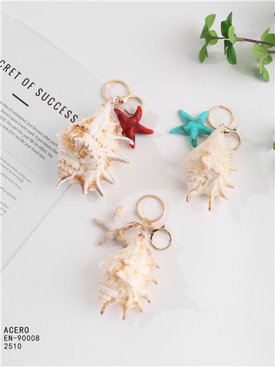 Portachiavi grande a forma di conchiglia con effetto naturale e stella 2