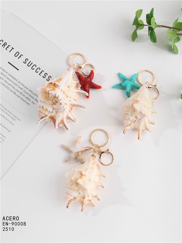 Portachiavi grande a forma di conchiglia con effetto naturale e stella