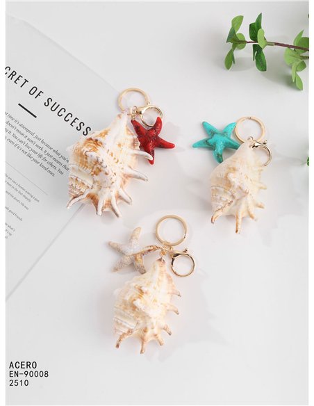 Portachiavi grande a forma di conchiglia con effetto naturale e stella