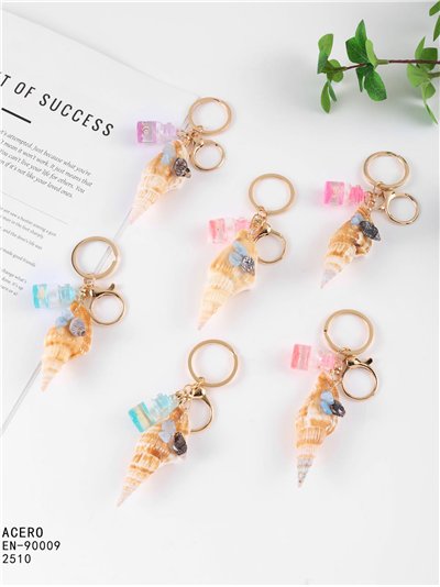 Porte-clés coquillage effet naturel avec bouteille décorative 2