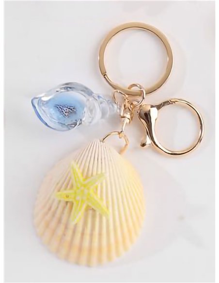 Muschelfächer-Schlüsselanhänger mit Natureffekt, Stern und Kristall