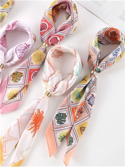 Pañuelo satinado estampado marino