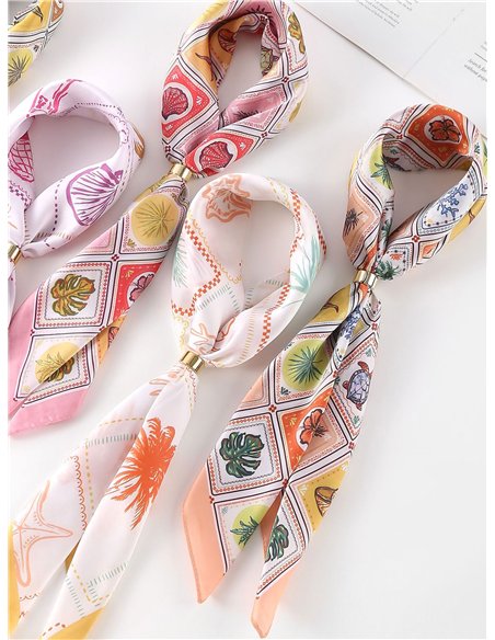 Pañuelo satinado estampado marino