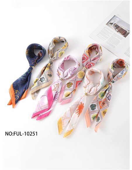 Pañuelo satinado estampado marino