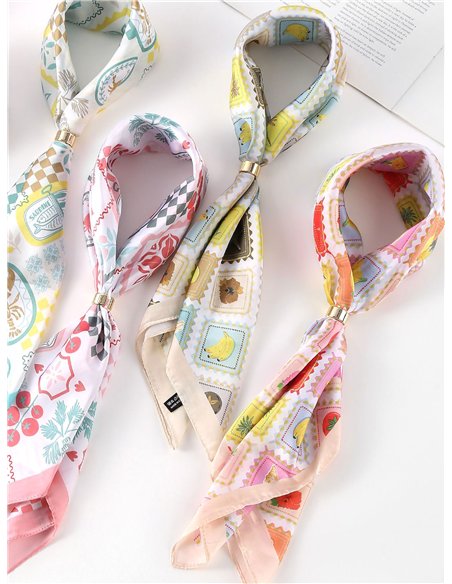 Pañuelo satinado estampado tropical pastel