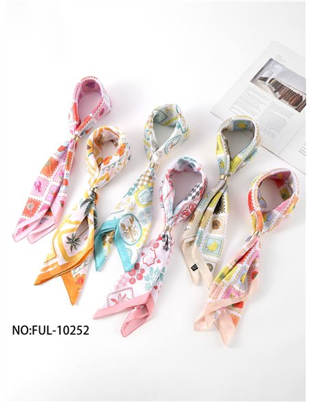 Pañuelo satinado estampado tropical pastel