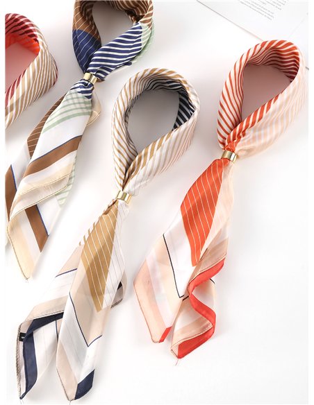 Pañuelo satinado de rayas multicolor