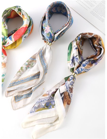 Pañuelo satinado estampado mediterráneo