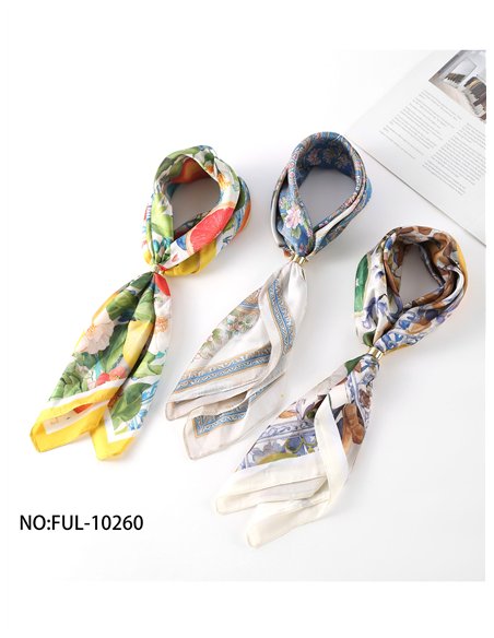 Pañuelo satinado estampado mediterráneo